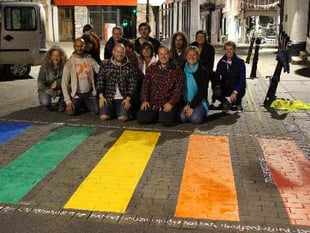 Rainbow crossing on road to success