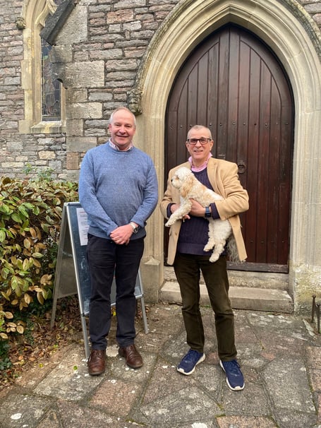 Cllr Jonathan Hawkins (left) and Church Warden Stephen Pearson
New Jubilee bell for Kingswear