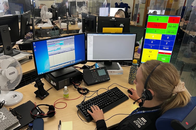 The Devon and Cornwall Police control room.