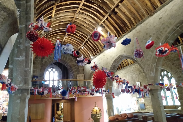 The Coronation garland at Chagford Parish Church.  