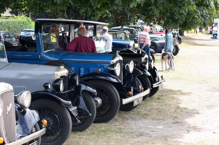 Classic cars lined up at the Bourne Show 2023