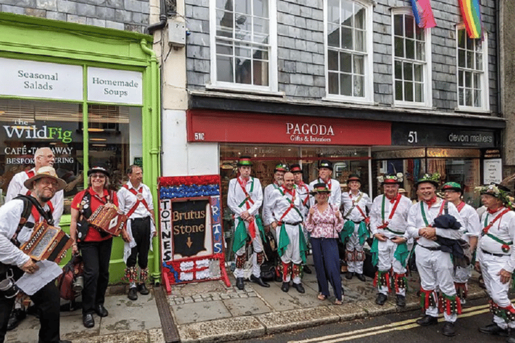 At the site of the famous Brutus Stone on Fore Street