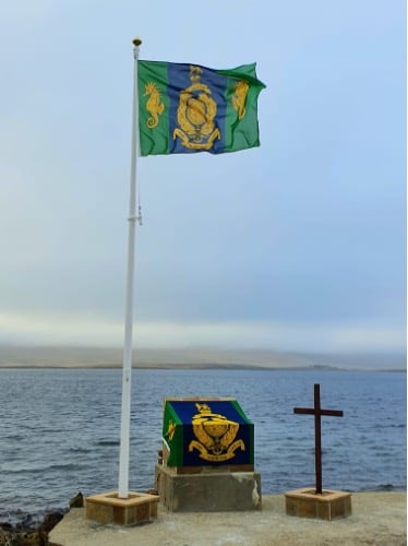 The memorial at Ajax Bay in Falkland Islands