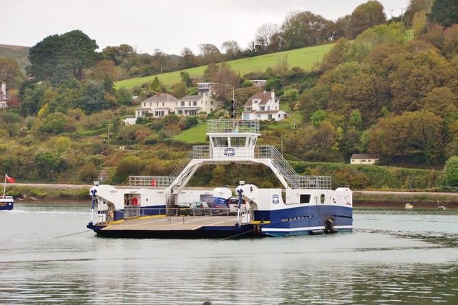 The Dartmouth Higher Ferry operates between Kingswear and Dartmouth