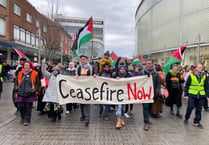 People from Devon had clear message at protest, Ceasefire now in Gaza
