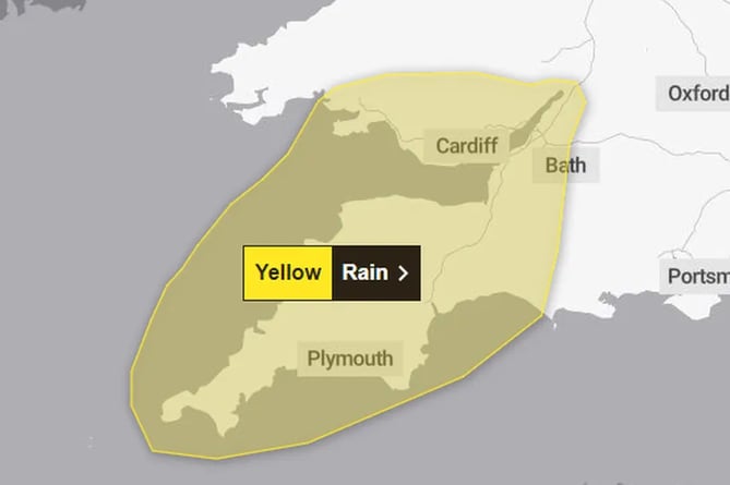 The Met Office has issued a Yellow weather warning for rain across the region