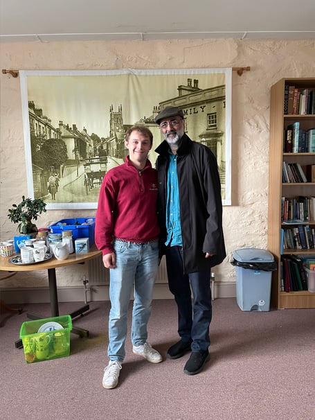 Art Malik with South Hams reporter, Aaron Griffin