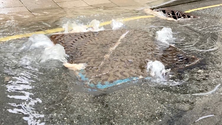 An overflowing sewer in Kingsbridge