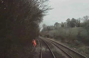 Forward facing CCTV still from the train involved in the near miss incident
