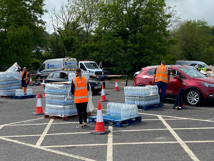 South West Water has arranged the distribution of bottled water for thousands of households affected by the cryptosporidium parasite