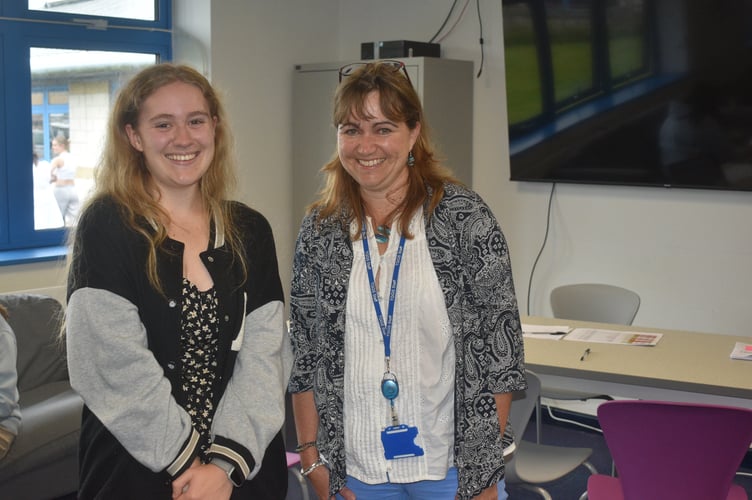 Tania Grigg, Head of 6th Form, with Jessica Gregory who is off to Oxford.