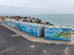 Beesands Tony paints slipway mural