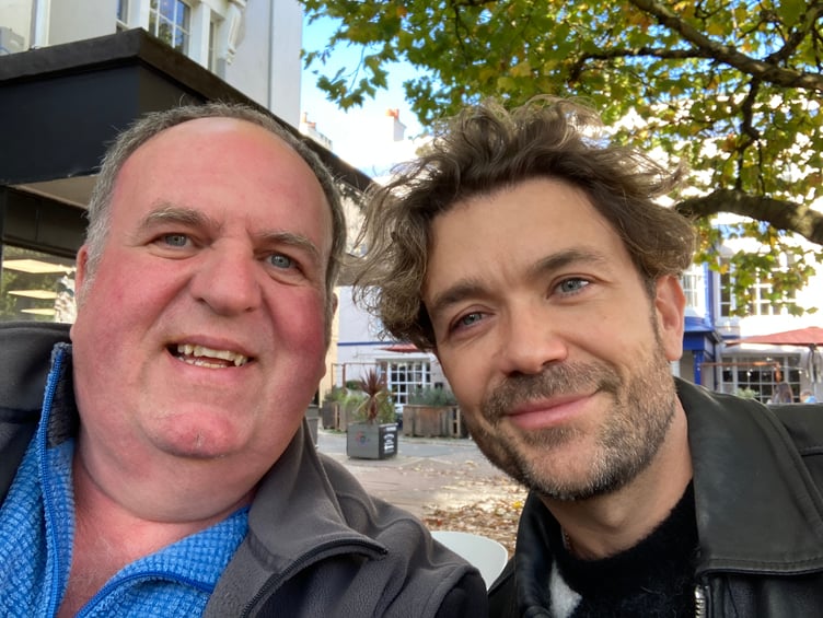 Reporter Richard Harding with actor Emrhys Cooper