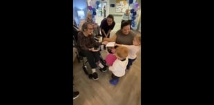 HDC Nursery Dartmouth children join 105 year old Joan for her birthday