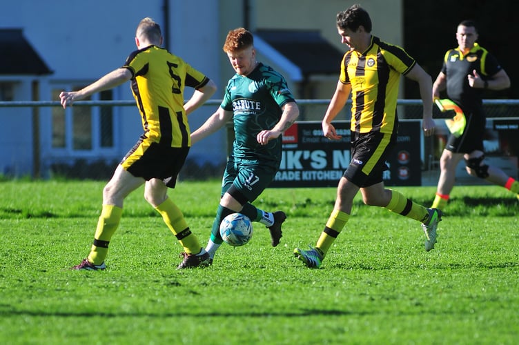 South Devon Football League Premier Division.  Buckfastleigh Rangers versus Beesands Rovers. A 4-1 home win for Rangers