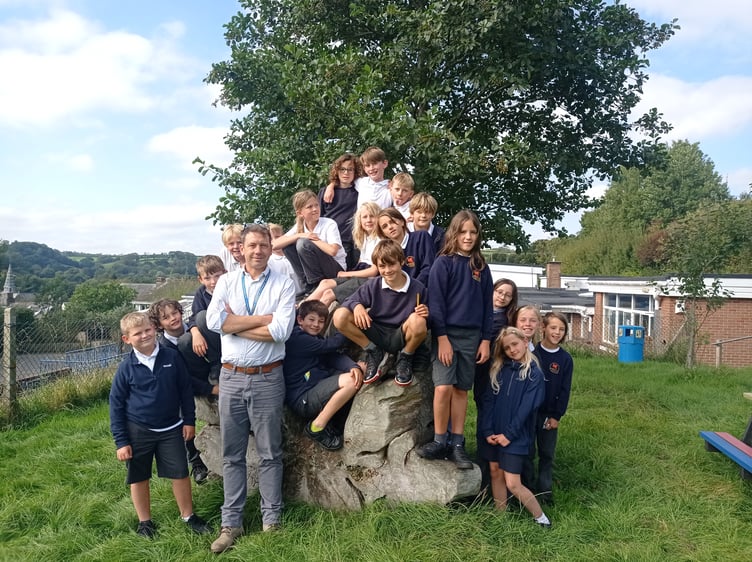 Mr Pemberton and pupils