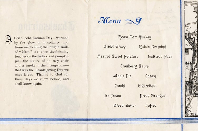 The original 1944 Thanksgiving menu