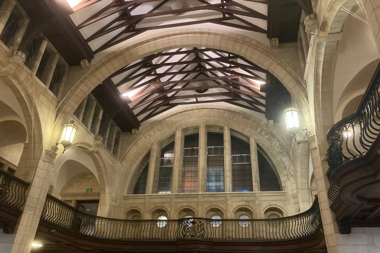The ceiling and balcony of the Quarter Deck