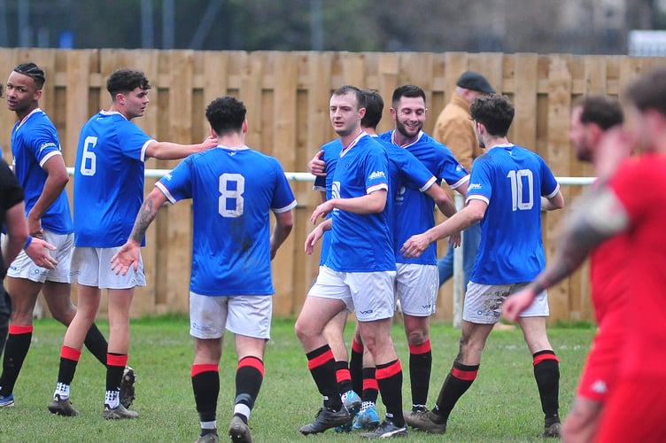 Football. South West Peninsula League: Newton Abbot Spurs versus Honiton Town. A 4-1 win for Spurs