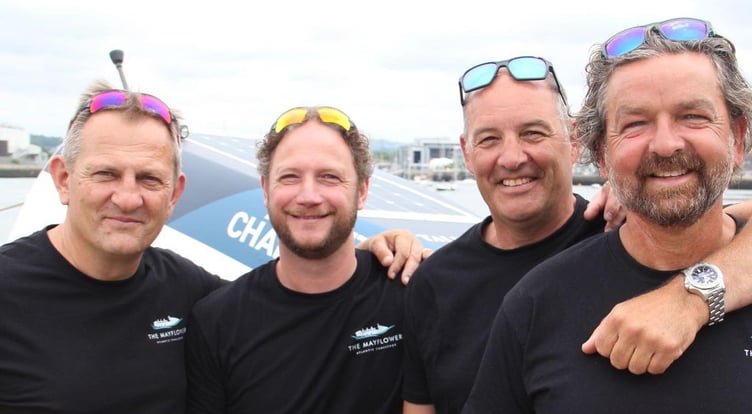 The Mayflower Crew (from left): Dan Wooler, Dan Lewis, Glynne Dunn, and Paul Adams. Release date January 21 2025. An Atlantic rowing challenge was nearly sunk after the crew was attacked by a giant speared fish - piercing a hole in the boat. The four British men competing in the extreme mission say they are lucky to be alive - after a 12ft marlin weighting 300lbs skewered their vessel. It pierced a substantial hole in one of the cabins - just inches away from the leg of the boat's skipper. The Mayflower crew, consisting of Glynne Dunn, Dan Lewis, Dan Wooler and Paul Adams, set off on The World's Toughest Row on 11 December from La Gomera, in the Canary Islands. The team, all from Devon, have embarked on a 3,000 mile (4,828km) journey to Antigua, for around 40 days, to raise money for charity. Crew member Dan Wooler, who was sat inches from where the marlin struck the Mayflower on Saturday (18 January) mid-afternoon, said: âIt was like being hit by a car - Iâll never forget that crunching sound!
