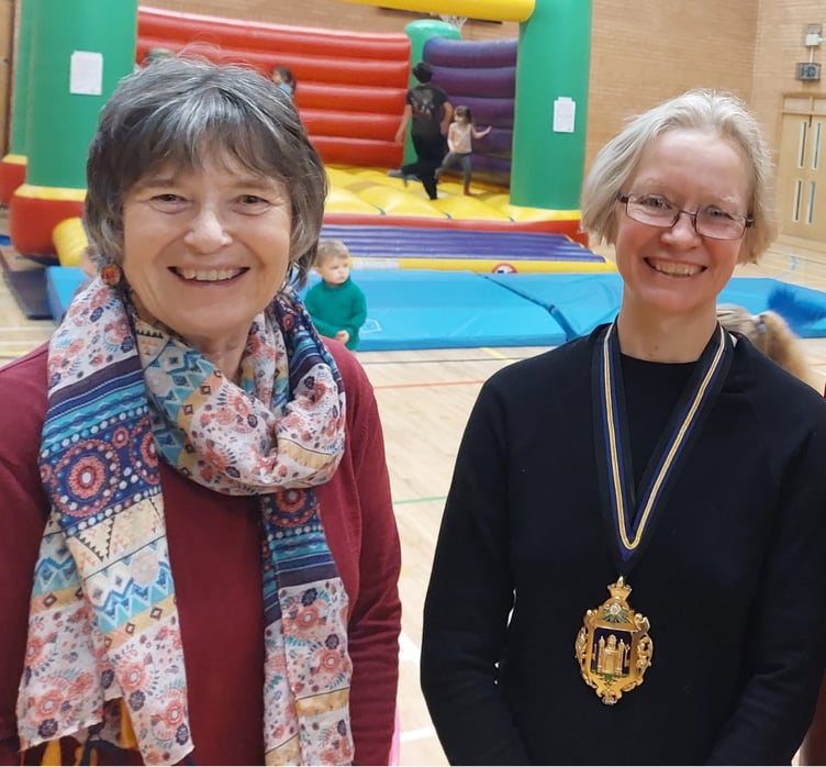 Left: Carole Whitty from Caring Town Totnes with Town Councillor Emily Price at a Bouncy Fun session organised as part of the Together We Care initiative