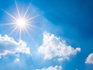 Sunny weather with slight chance of rain