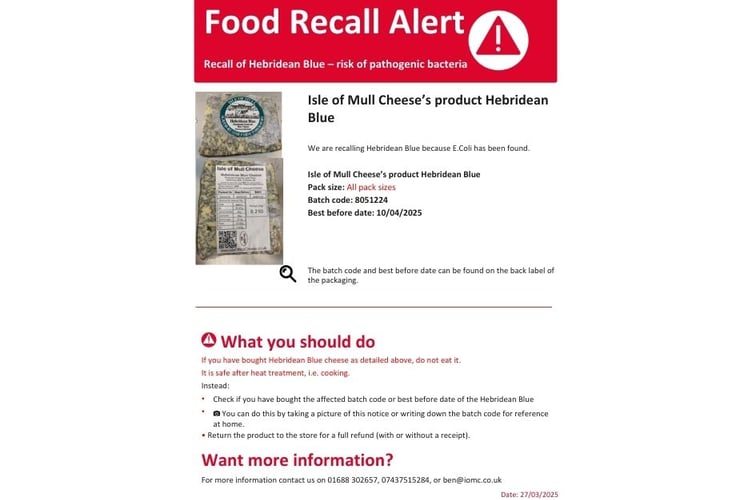 Isle of Mull recall notice 