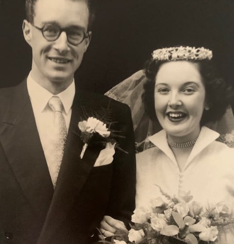 Roderick and Mary Williams on their wedding day in 1955