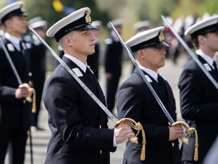 Royal Navy officers pass out at Dartmouth's Britannia College
