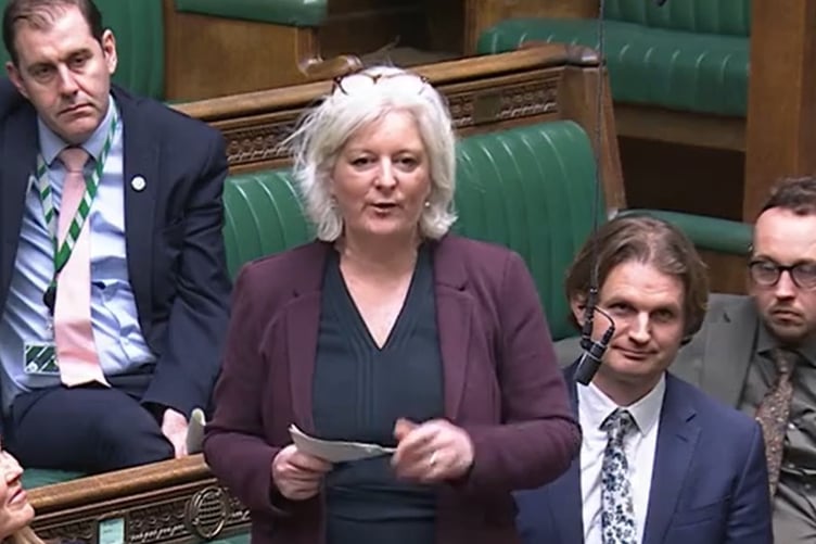 South Devon MP Caroline Voaden speaking in the House of Commons. Picture: Parliament TV