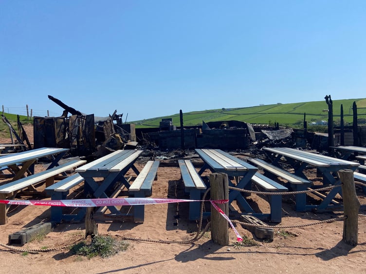 Burnt remains of Beach Hut restaurant