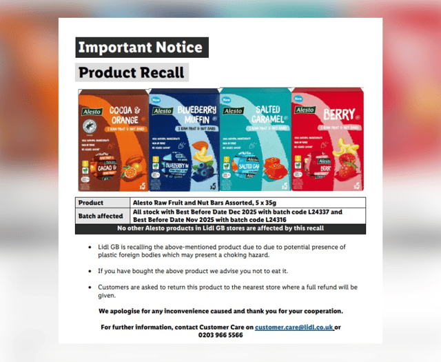 Lidl recalls snack bars over plastic fears