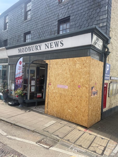 Modbury Post Office after crash.