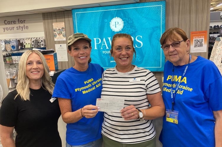 L to R: Pavers Assistant Manager Charlotte Richardson, PUMA Founder Ali Piper, Pavers Manager Victoria Jenkinson and PUMA Senior Volunteer Sue Turner