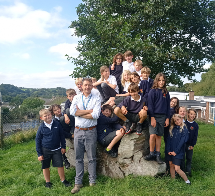 Headteacher Jack Pemberton and pupils