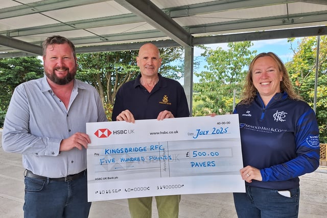 Pavers Ltd's £500 boost for Kingsbridge RFC