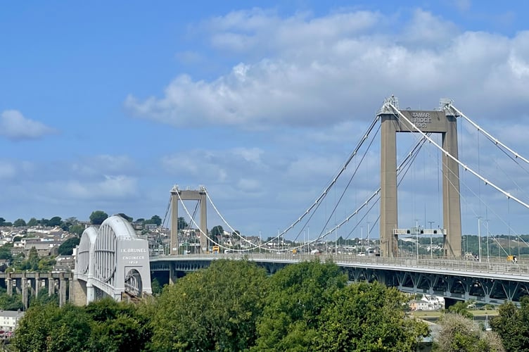 The Tamar Bridge links the counties of Devon and Cornwall to one another