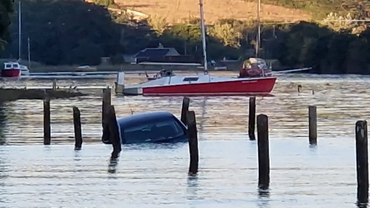 The submerged car