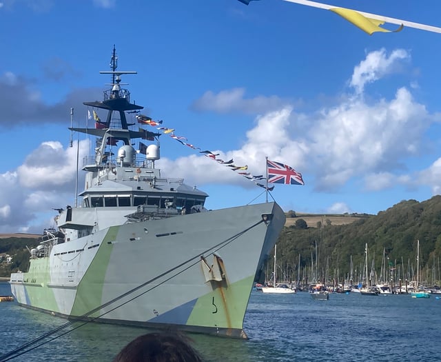 HMS Mersey anchors in Dartmouth for Regatta