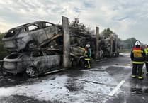 Car transporter lorry fire closes M5 between Cullompton and Exeter today