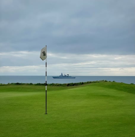 A German naval vessel paid Thurlestone  a visit during the week —quite the sight to see it cruising so close to shore
