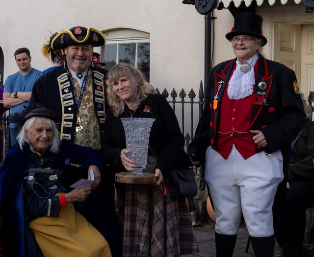 Town Crier Les Ellis and wife Liz  attend Hatherleigh 