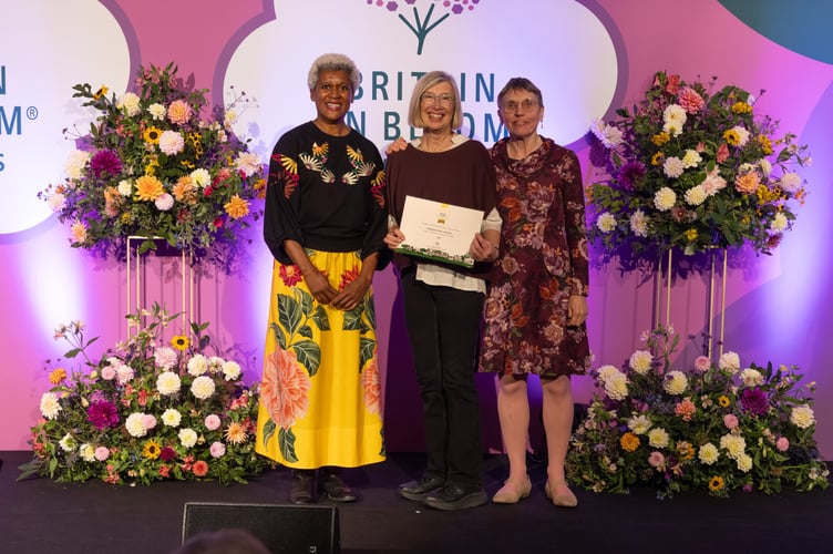 Gold medal for Kingsbridge in Bloom. Arit Anderson (left), Adrienne Benton (centre) and Gill Matthews (right)