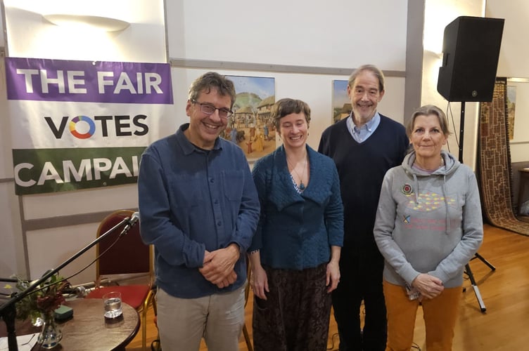 The panellists: George Monbiot, Klina Jordan, Jonathon Porritt, and  Anthea Simmons 