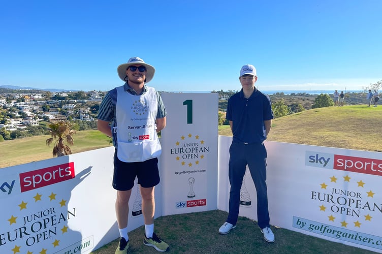 Jake Servan-Smalley at the Junior European Open with his caddy