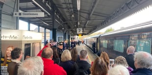 King Charles arrives at Totnes Train Station