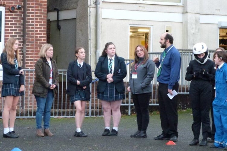 Rebecca Smith MP  with the girls from ICC's STEM Club