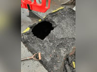 Giant hole discovered beneath Fore Street in Kingsbridge
