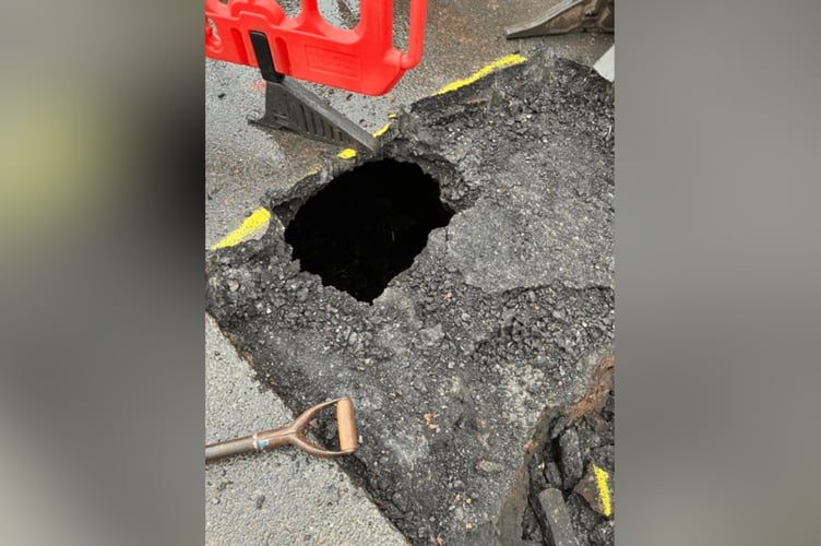 A two metre deep hole has been found on Fore Street, Kingsbridge, during emergency culvert investigations.