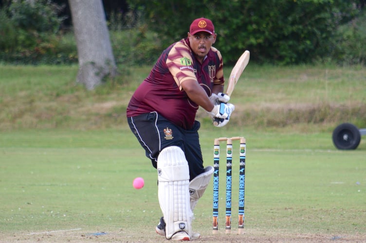 Stoke Gabriel's Justin Pringle batting in last season's Corinthian Cup final win over Budleigh Salterton